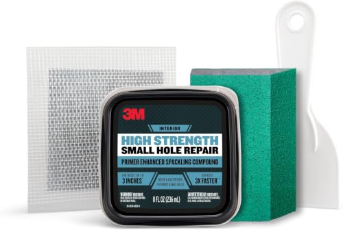 3M High Strength Small Hole Repair Kit,Inlcudes Spackling Compound,Putty Knife,Sanding Sponge, and Self-Adhesive Patch for Hole Repairs Up to 3" in Diameter,Easy Wall Repair(SHR-SIOCKIT)(Pack of 12) - size: 4 Piece Set (Pack of 12)