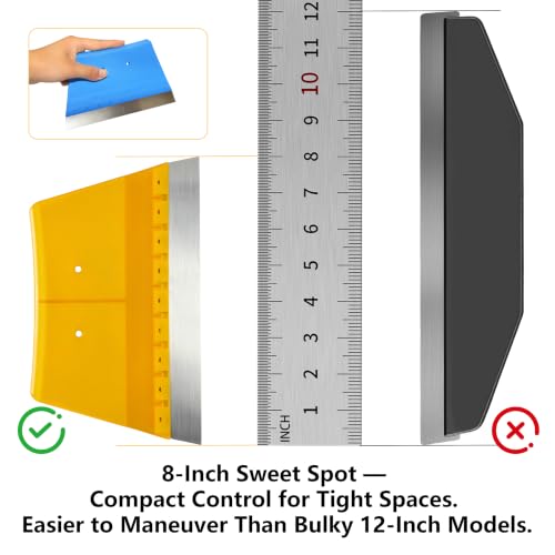 2 Pack 8 Inch Paint Edger & Trim Guard, Stainless Steel Cutting-in Tool, Painter's Tape Alternative for Ceilings, Baseboards, Door Frames & Trim, Yellow & Blue
