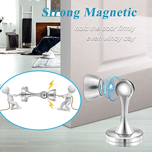Door Stoppers, 2 Pack Magnetic Door Stop Brushed Nickel Wall Floor Mount Magnetic Door Stopper Heavy Duty Magnetic Door Catch Holder, Stainless Steel, Doorstops for Bottom of Door, Silver - color: Silver