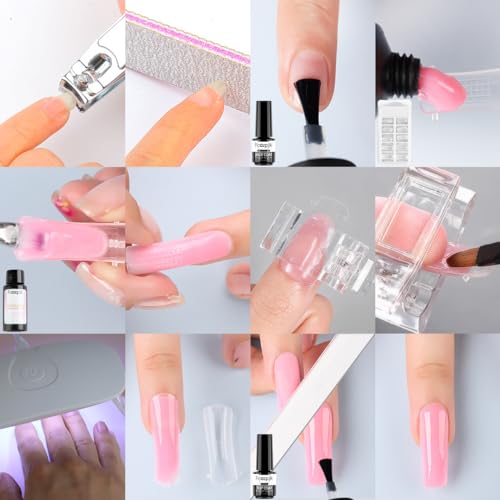 Fcozpjk Poly Gel Nail Kit with UV Light 12 Colors Poly Gel Starter Kit - color: 12colors-with-tools