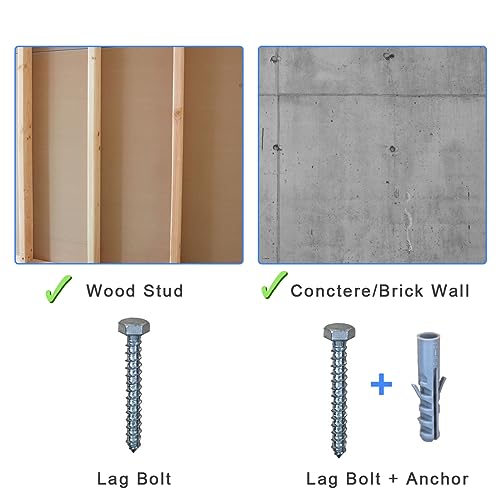 Drywall Anchors for TV Mount,Lag Bolt Kit | With Concrete Wall Anchors M8 Lag Bolts and Washer Installation on Brick or Concrete Wall by with Screw Hardware Tool Socket
