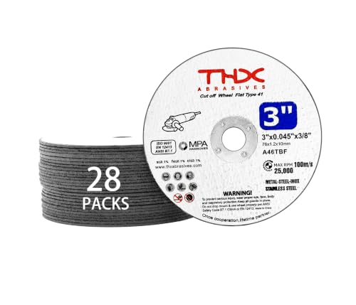 THX 3 Inch Cut Off Wheel,Long-Lasting Thin Cutting Wheel,28 Pack - size: 3" x 0.045" x 3/8"