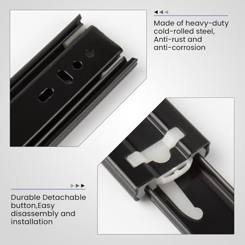 LONTAN 1 Pair Black Side Mount Drawer Slides 20 Inch Heavy Duty Rails - color: Black, size: 20 Inch - Drawer Slide