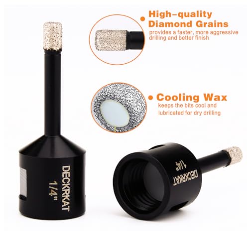 1/4" Dry Diamond Drill Bit Set of 2 Packs, 6mm Tile Hole Saw Drill Bits for Granite Marble Ceramic Glass Porcelain Tiles Stones and Flower-Pots, Core Drill Bits with 5/8-11 Thread for Angle Grinders - size: 1/4"6mm)