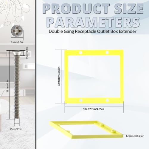1/4" Double Gang Electrical Box Extender, Yellow, Pack of 3 - color: Yellow-1/4"