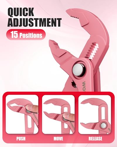 WORKPRO Mini Water Pump Pliers, 4-Inch Groove Joint Pliers for Tight Spaces - color: Pink