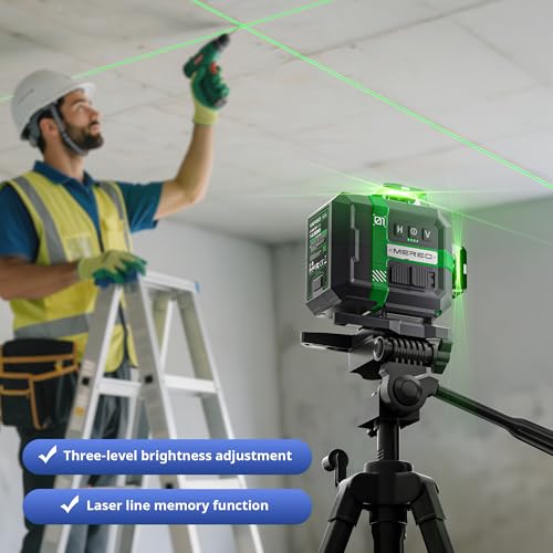 MEREO Laser Level 360 Self Leveling, 4D High Accuracy Green Laser 16 Line
