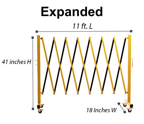 Trafford Industrial Expandable Metal Barricade, 11-Ft Yellow/Black Gate - size: 11 feet, Yellow and Black