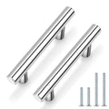 Probrico 30 Pack|2.5 inch Drawer Pulls Stainless Steel, Modern Polished Chrome Cabinet Pull, Round T bar Handles Dresser Drawer knobs, Kitchen Cabinet Knobs Hardware, 4 inch Overall Length - color: Polished Chrome, size: hole center 2-1/2"