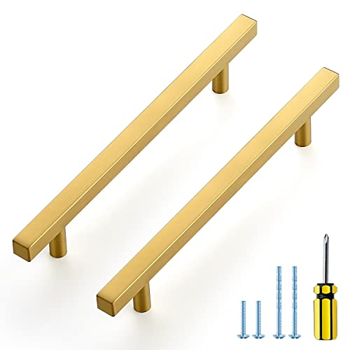 Ravinte Gold Cabinet Handles 6-3/8 Inch 10 Pack, Square Cabinet Pulls - size: 6-3/8 Inch Hole Centers