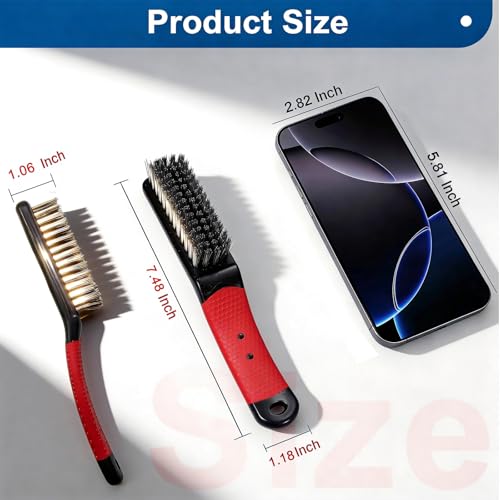 2-Pack Heavy Duty Large Wire Brush, Stainless Steel Scratch Brushes for Aggressive Cleaning, Rust, Paint Removal, Grill, Kitchen, Auto, DIY with Non-Slip Handle
