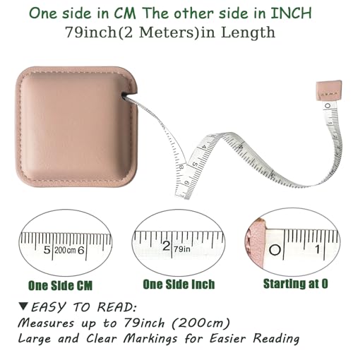 Tape Measure for Body Measuring Medical Body Cloth Tailor Craft Dieting Measuring Tape, 79 Inch/2 M Dual Sided Retractable Measuring Tape for Body Fabric Sewing Measurements Square(Pink) - color: Pink 1 pack