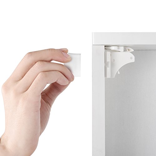 Vmaisi Adhesive Magnetic Locks for Cabinets & Drawers (10 Locks and 2 Keys) (Pack of 2) - size: Standard (Pack of 2)