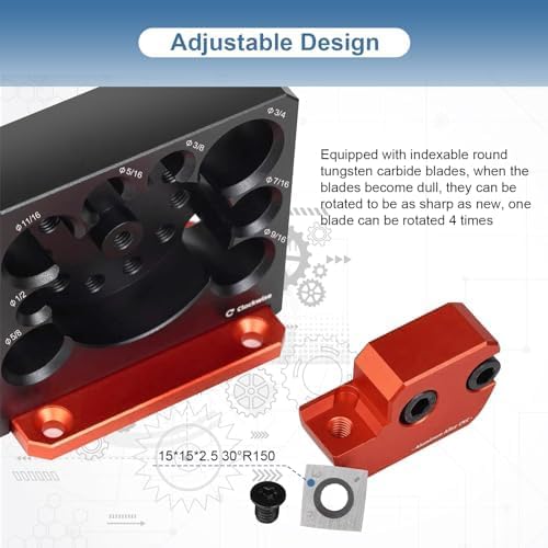 Dowel Maker Jig Kit, Imperial 8-Hole Adjustable High-Speed Carbide Inserts