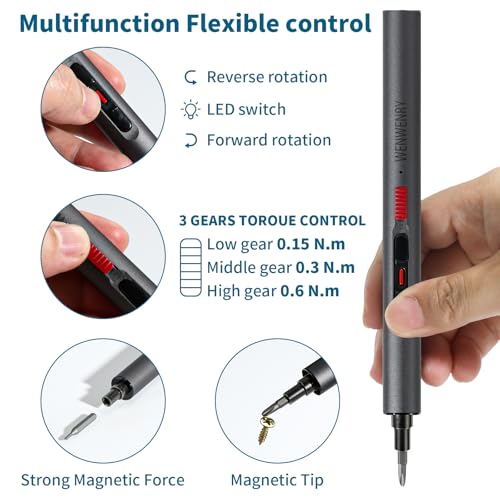 Mini Electric Screwdriver Set,Precision Electric Screwdriver，72-in-1 Magnetic Bits，3 Gears Torque, 3LED light,Magnetic Storage，Overload Protection, Repair Tool Set