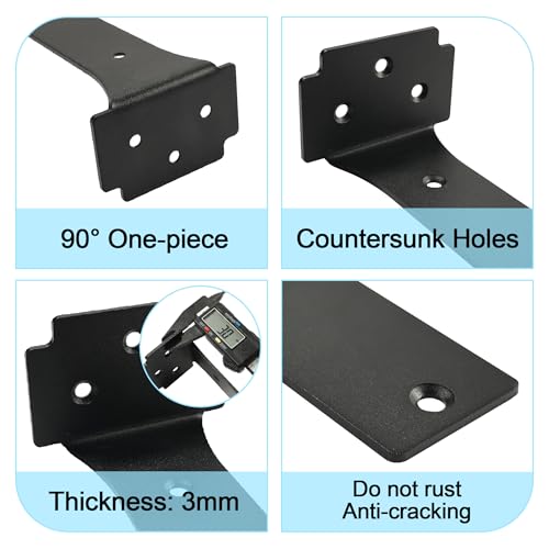 Floating Shelf Brackets,10 Pack Heavy Duty L Brackets for Shelves, 6 Inch Black Stainless Steel Countertop Support Brackets,Wall Mounting for Wood - size: 6 Inch, style: Black 10 Pack