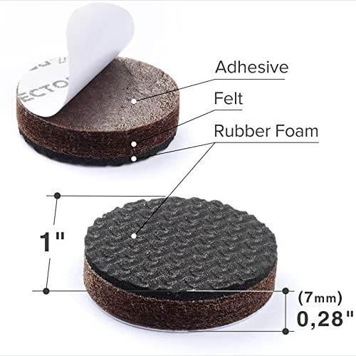 X-Protector Non Slip Round Anti Slip Pads - Self-Adhesive Rubber - 60 PC 1' - size: 60 Round 1"