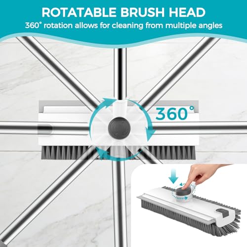 SetSail Floor Scrub Brush with 54in Adjustable Long Handle, Grey&White
