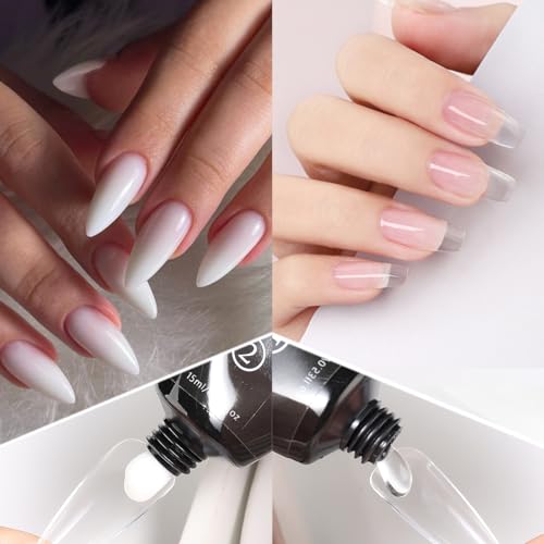 Fcozpjk 12 Colors Poly Nail Gel Kit Clear White Nude Pink Glittery Poly Gel - color: 12colors-gel