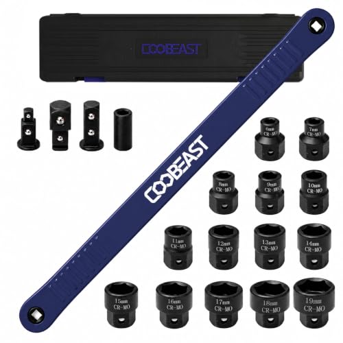 Pro Offset Extension Wrench 19PCS,Impact Wrench Extender Tools Socket Set - color: Blue