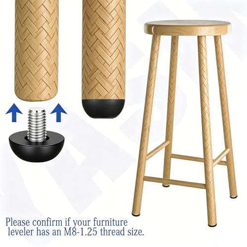32PCS M8 x 1.25 Adjustable Leveling Feet, 304 Stainless Steel Outdoor Patio Furniture Legs Replacement, Screw-in Table Chair Desk Levelers for Wobbly Furniture Legs & Cabinet Stabilizers