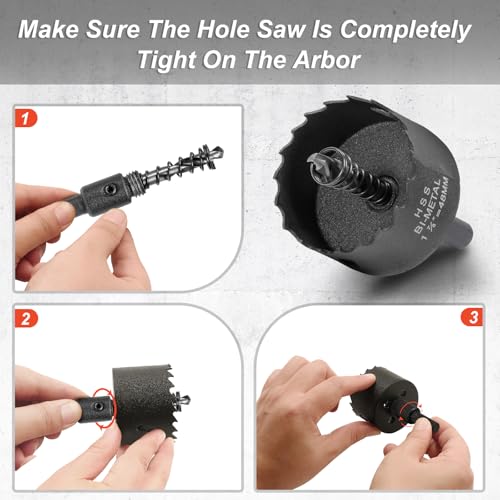 1-7/8 Inch Hole Saw with 9.1mm Triangle Shank Arbor, JTemgle Bi-Metal Hole Saw Heavy Duty Hole Cutting Tool for Cornhole Boards, Recessed Lights, Wood, Plastic, Drywall & Soft Metal - size: 1-7/8"