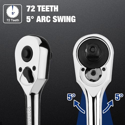 WORKPRO 1/2-Inch Drive Ratchet, Quick-Release Reversible Wrench - size: 1/2"