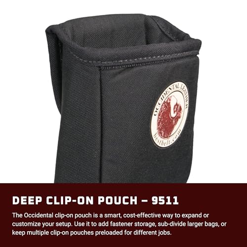 Occidental Leather Deep Clip-On Pouch - Black - Fits Up to 2” Work Belt - Made in USA