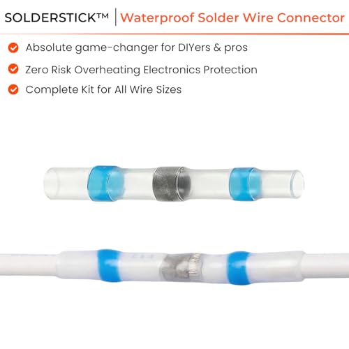 Red Solder Seal Wire Connectors AWG 22-18 100pcs Heat Shrink Waterproof Electrical Butt Connectors, Insulated Solder Sleeve Wire Terminals Kit for Automotive Marine Wiring, No Crimp Required - color: Red