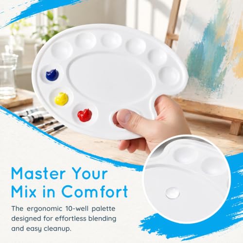 Hulameda Update 30pcs Paint Tray Palettes,Plastic Paint Tray Palette,Paint Palettes,Paint Pallets with 9 Wells for Adults & Kids, or Painting or DIY Craft Class,White - color: 30pcs