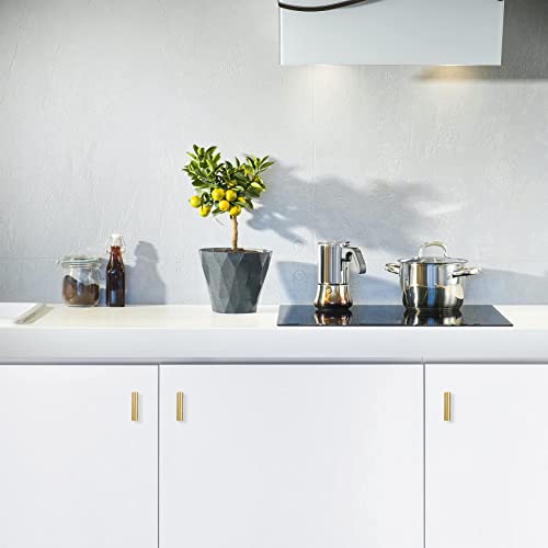 Ravinte 10 Pack Gold T Bar Cabinet Knobs 2in Dresser Knobs Single Hole | Brushed Brass Finish, Solid Metal, Easy Install, Screws Included, Hardware, Kitchen, Bathroom, Drawers, Cabinets - color: Gold, size: 10 Pack, style: Round
