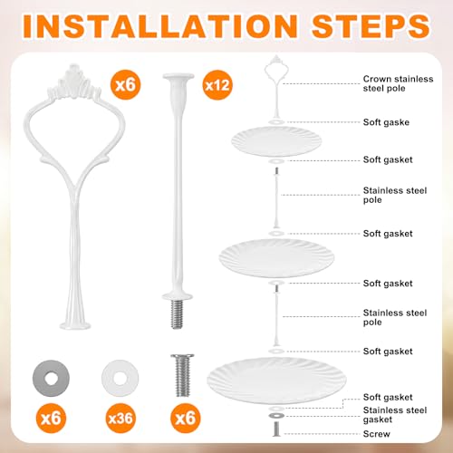Patelai 6 Sets 3 Tiered Tray Hardware Kit,Simple,White - color: White, size: Simple