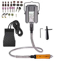 Rotary Tool Flex Shaft Hanging Grinder Carver Electric Multi-function Metalworking Tools Repair Kit, Foot Pedal Control, 780W Strong Power, Metal Flexible Shaft, 23000 RPM - style: Strong 780W, 0.4-6.5mm Chuck