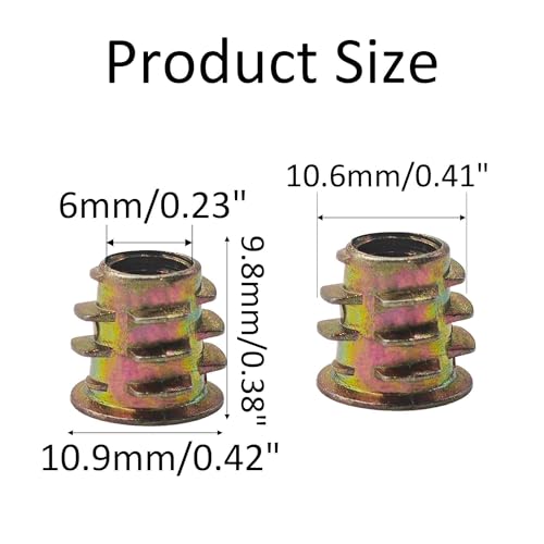 50PCS M6*10mm Threaded Insert Nuts Zinc Alloy Hex Socket Drive Furniture Screw-in Bolt Fastener Connector for Wood Furniture Assortment with Hex Spanner - size: M6x10mm