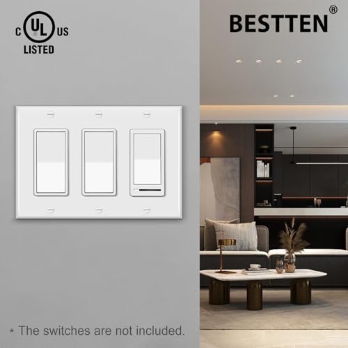 2 PK BESTTEN 3-Gang Decorator Wall Plate, GFCI Outlet & Dimmer Switch Cover - size: 3 Gang 2PK