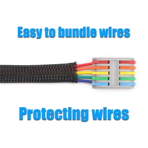 25ft PET Expandable Braided Cable Sleeve 1/4inch(6mm) Pet Braided Cable Sleeve for Audio Video Device Wire Automotive Wire (Black) - color: Black, size: 6mm"(1/4 inch)