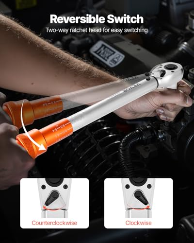 VEVOR 1/4 3/8 1/2 Inch Drive Torque Wrench, 3Pcs Click Torque Wrench Set 20-240IN-LB, 5-45FT-LB, 10-170FT-LB, Dual-Direction Adjustable 72 Tooth for Bicycle, Moto and Car Maintenance - size: 1/2" 3/8" 1/4" 6 PCS