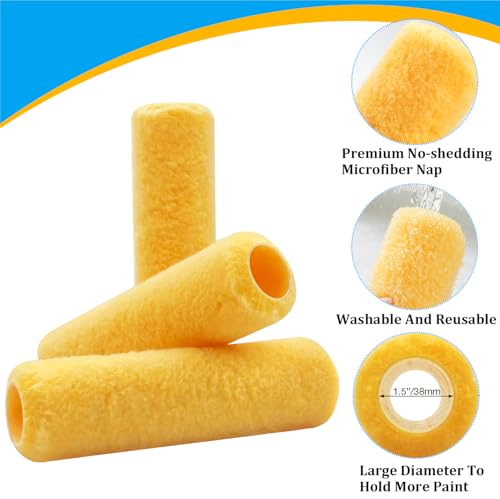 Great Andrew 6 PCS Paint Roller Covers 9 Inch, 3/8" Nap - size: 6 PCS, 9-Inch