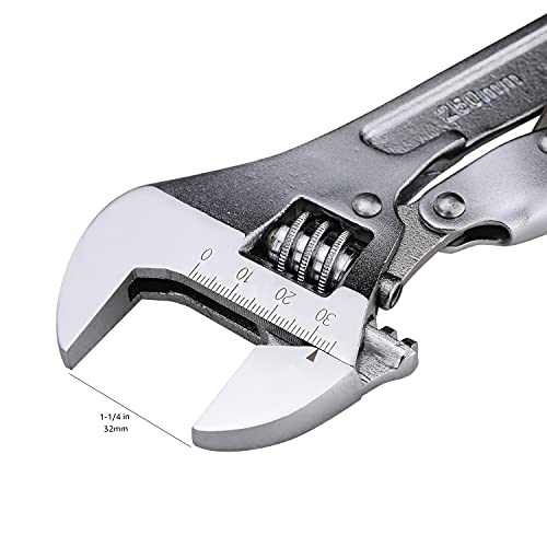 Amazon Basics 10 inch Locking Adjustable Wrench, Precision Machined, Rust Resistant, 2.7 inch x 0.75 inch