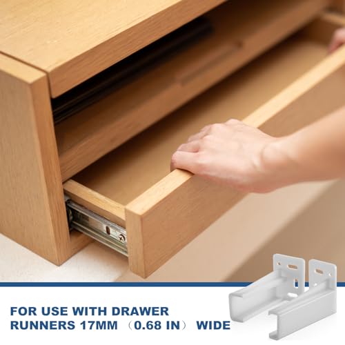 Chunful 2 Pair Rear Drawer Track Socket Back Plates Mounting Brackets,White | With Screws for Install, Replacement Socket for Drawer Slide Repair, Left Right Pair for Cabinet Furniture Rear Mounting - color: White