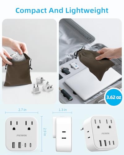 European Travel Plug Adapter Set, 8-in-1 Travel Adapter with 4 Outlets - style: World Adapter+Type C/G/E F
