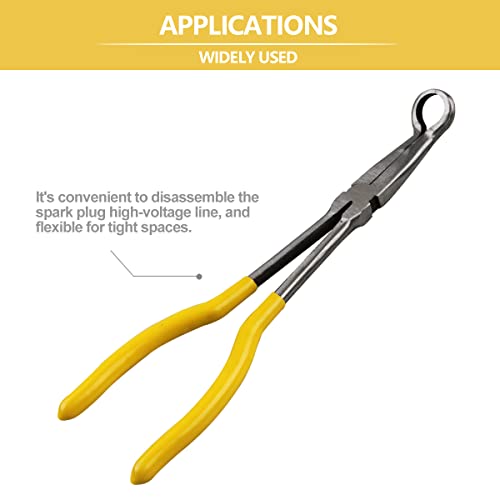 Spark Plug Removal Pliers, 11" Long Reach Ring Nose Hose Grip Pliers for Car - size: Round Nose