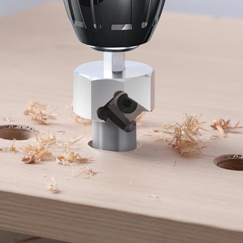 Dowel Jig Kit, Dog Hole Chamfer Reamer Tool, Straight Hole Drill Fixture, for Benches Aluminium Alloy, Metal Deburring Chamfer Burr Removal Tool, Shaping Trimmer