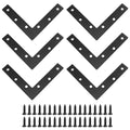 Hordion 6Pcs 5" x 5" Flat L Corner Brace(120 X 120mm) Black L Wood Bracket