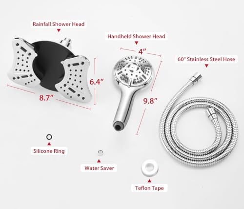 GRICH Shower Head with Handheld Spray - Dual High Pressure Showerhead - color: Chrome, size: 2.5 GPM