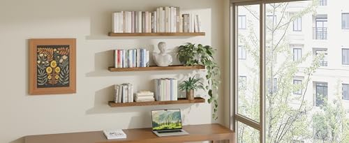ROGMARS 36 Inches Long Walnut Floating Shelves - color: Walnut, size: 36 Inch set of 3