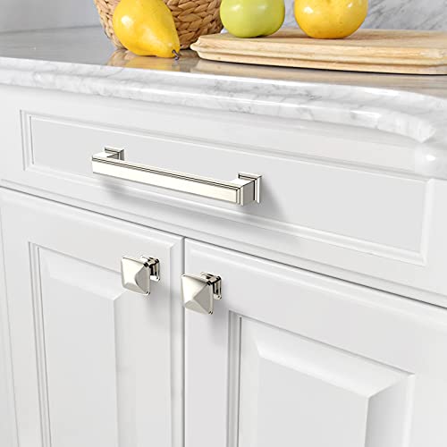 Amerdeco 6 Pack Brushed Satin Nickel Cabinet Pulls 5" - color: Brushed Satin Nickel, size: 5" hole center, style: 6 Pack