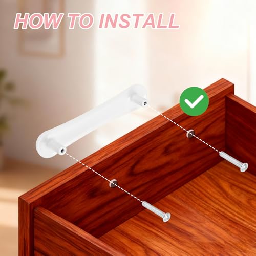 uxcell 4 Pcs Cabinet Knobs, 96mm Plastic Cute Dresser Pulls Cartoon Soft Rubber Drawer Handle Pulls with Screws for Bedroom Cupboard Closets Bookcase Kitchen, Strip, White