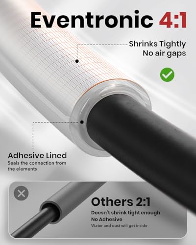 Eventronic 4:1 Heat Shrink Tubing Kit, 400PCS Adhesive Lined Tubing, Clear - color: Clear