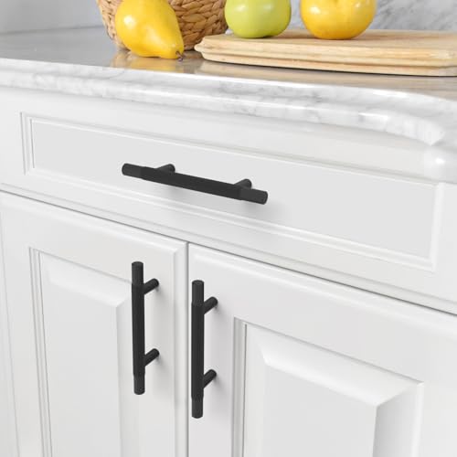 Amerdeco 10 Pack Matte Black Knurled Cabinet Pulls 3 Inch Hole Centers Kitchen Cabinet Solid Handles Hardware Kitchen Handles for Cabinets Handles IH0006 - color: Matte Black, size: 3"/76MM Hole Center